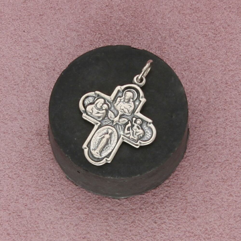 sterling silver vintage catholic saint miraculous medal cross pendant